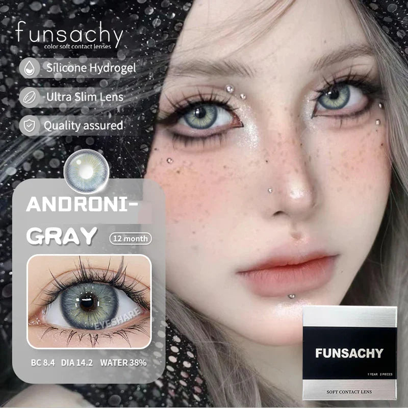 1 Pair New Color Contact Lenses for Eye Beautiful Pupil Fashion Blue Soft Lenses Gray Natural Contacts Yearly Cosmetics