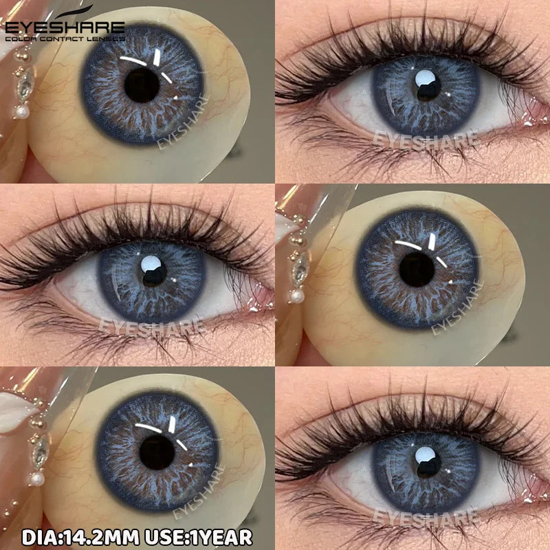 1pair/2pcs Blue Contact Lenses Color Contacts for Eyes Brown Eye Lenses Gray Lenses Yearly Cosmetic Makeup Eye Contacts