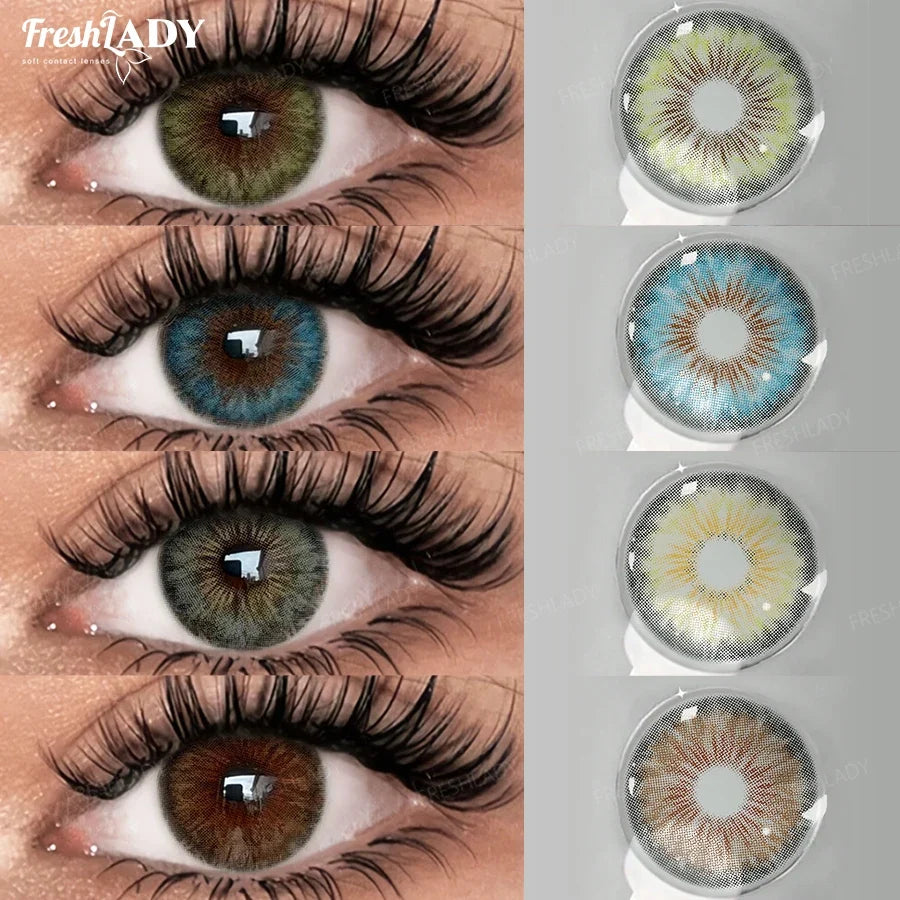1 Pair Colored Contact Lenses Natural Brown Pupils Eyes Contact lenses Green Soft Contacts 14.20mm
