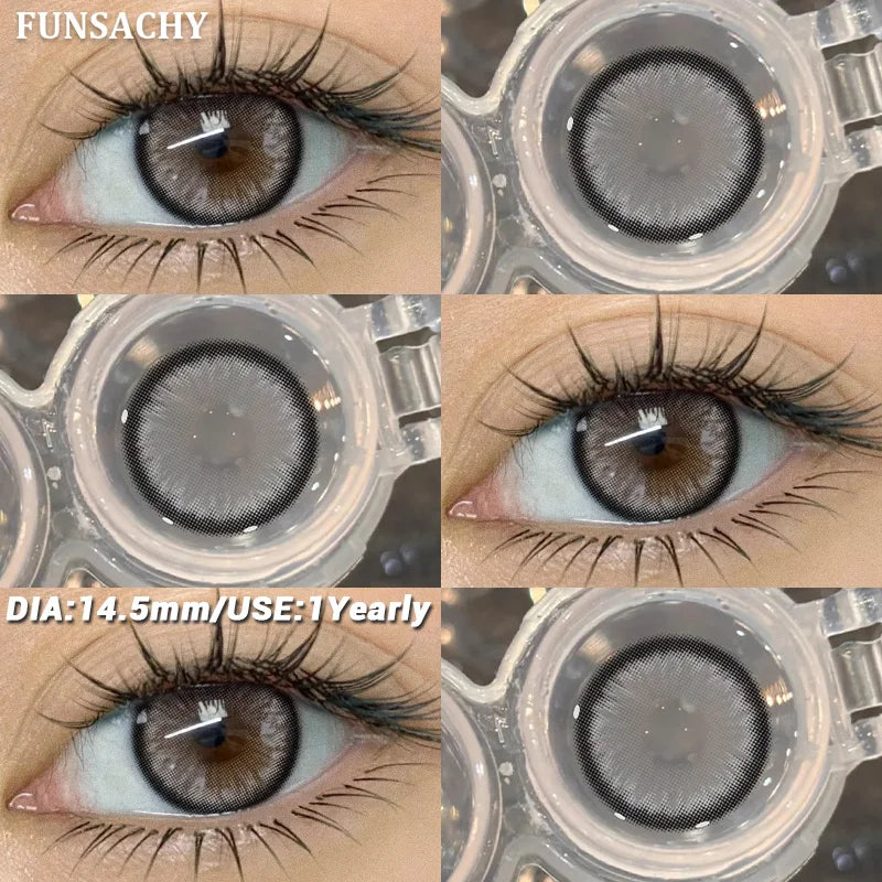 1 Pair Colored Contact Lenses BROWN Natural Eye Contacts Super Natural Lens Gray Color Lens Beautiful Pupils Cosmetics