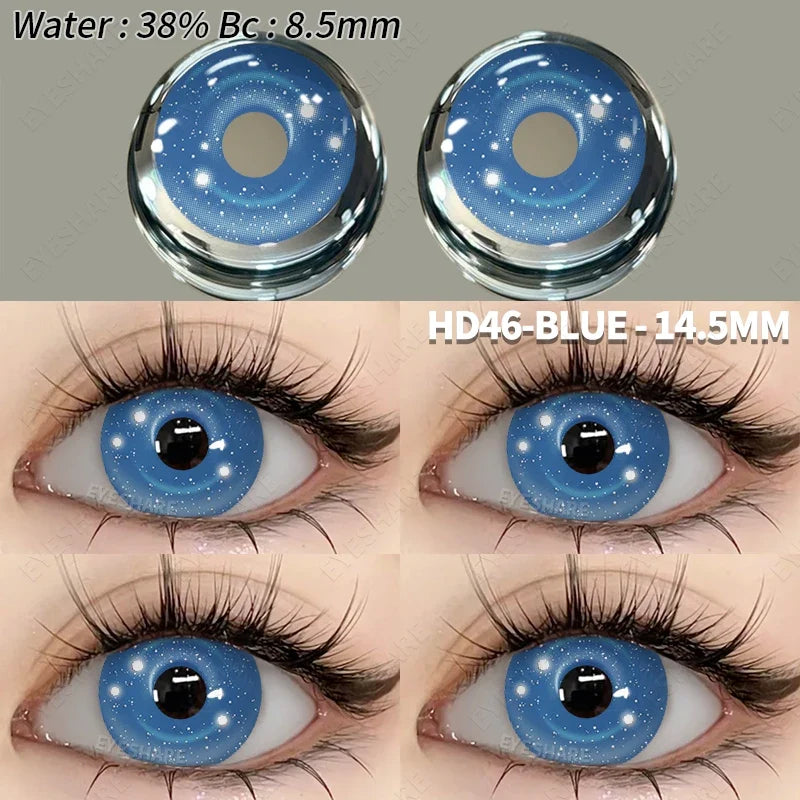 2pcs Cosplay Colored Contact Lenses Anime Contact Lenses Blue Eye Lenses Yearly Crazy Halloween Makeup Colorful Lens
