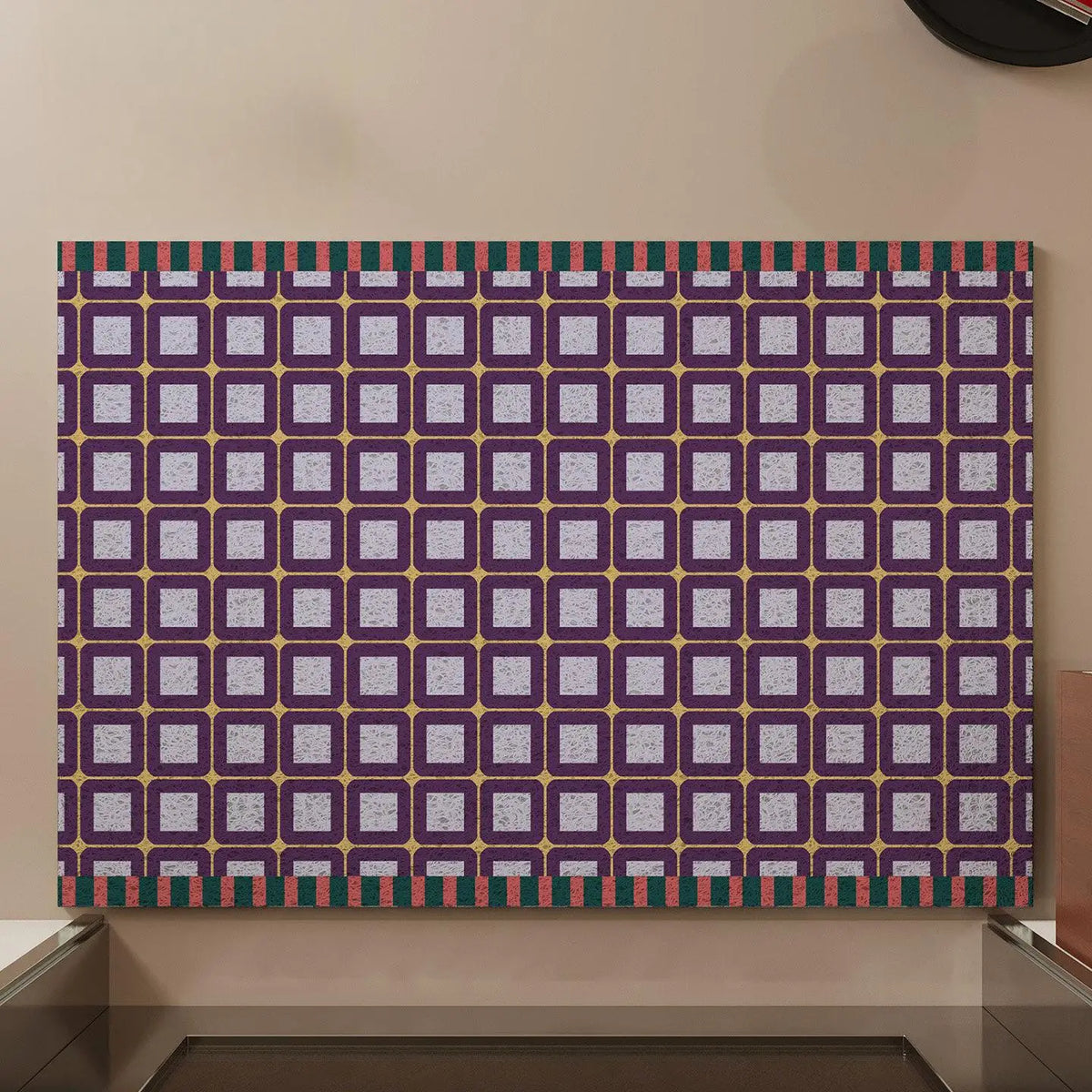 Retro Grid Pattern Wire Loop Mat Wear-Resistant Entryway Rug Waterproof Kitchen Carpet Non-Slip Scraper Mat for Home Decor