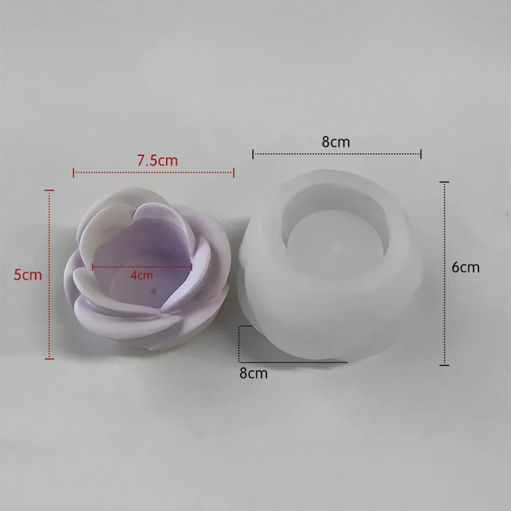Flower Candlestick Silicone Mould Cement Plaster Rose Candle Holder Mold Candle Holder Molds Long Pole Candle For Artisan Gifts