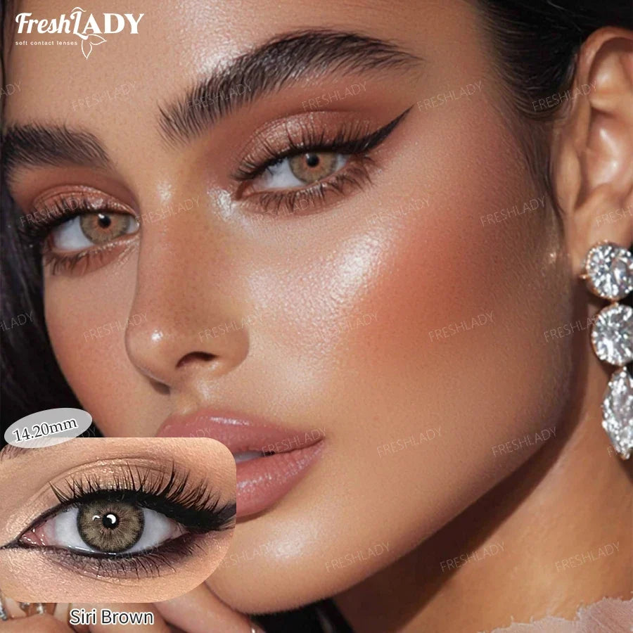 1 Pair Colored Contact Lenses Natural Brown Pupils Eyes Contact lenses Green Soft Contacts 14.20mm