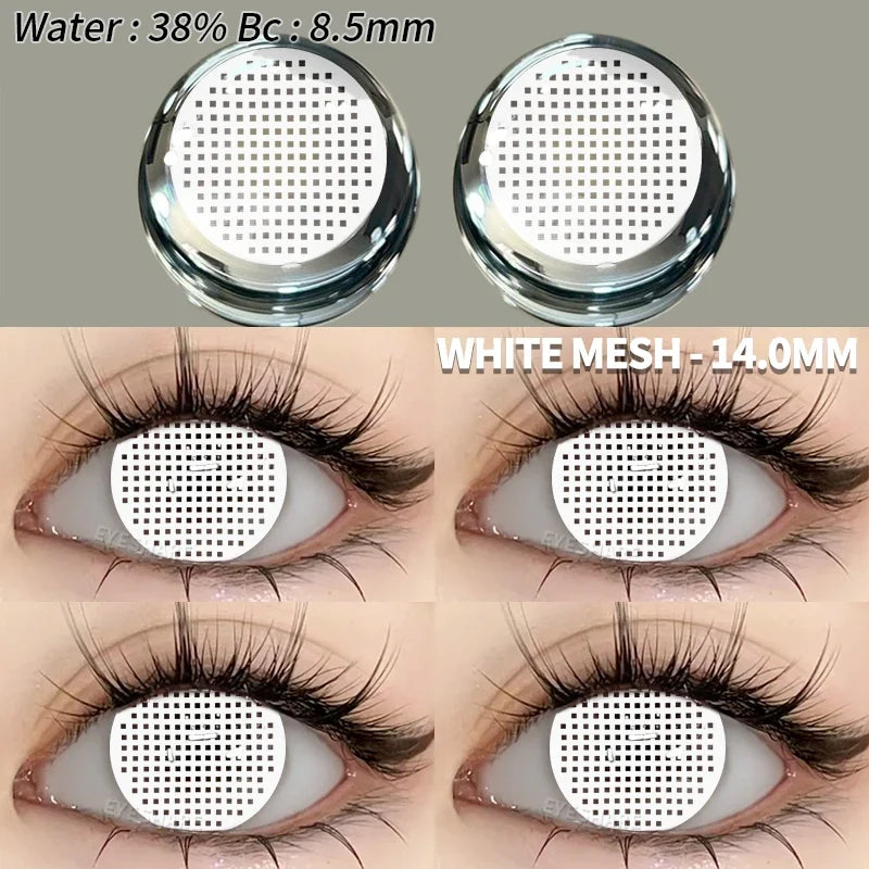 2pcs Cosplay Colored Contact Lenses Crazy White Contact Lenses Anime Black Eye Lenses Halloween Beauty Makeup Lens