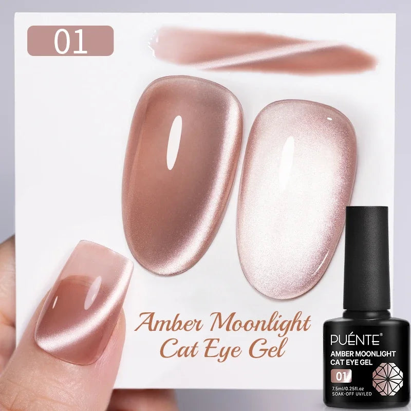 7.5ML Amber Moonlight Cat Magnetic Gel Nail Polish WaterLight Cat Eye Gel Soak Off Semi-Permanent Nail Art Varnish For Manicure