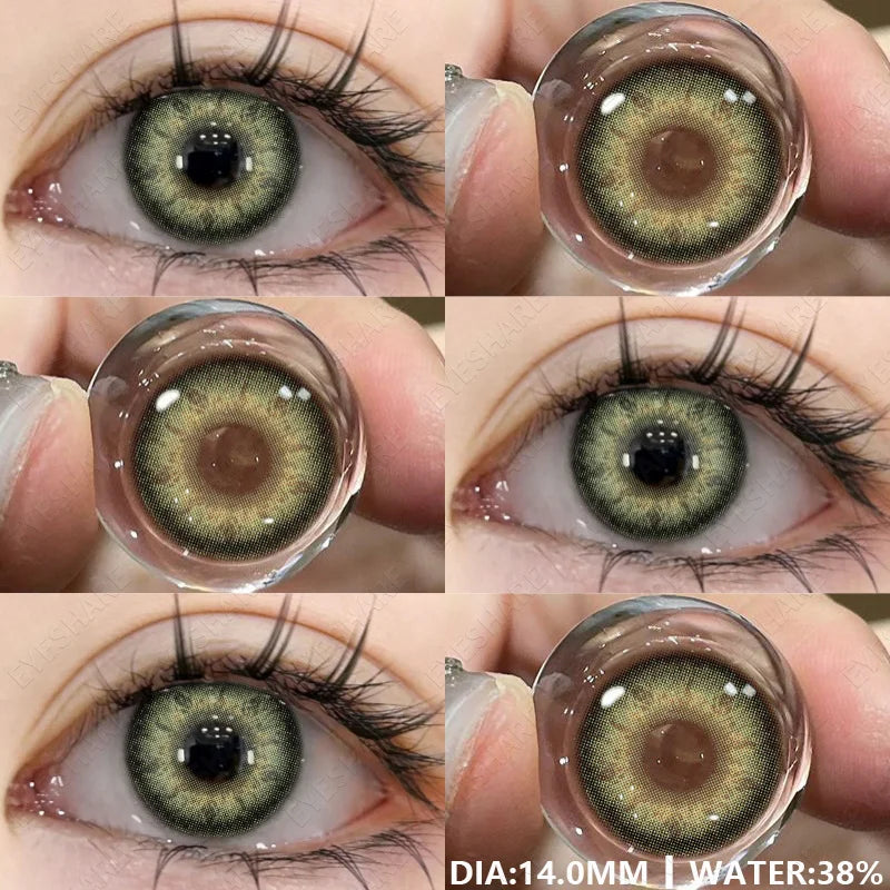 Colored Contacts Lenses for Eyes Fashion Blue Contact Lenses Brown Lenses Cosmetic Green Eye Contacts Yearly 2pcs/pair