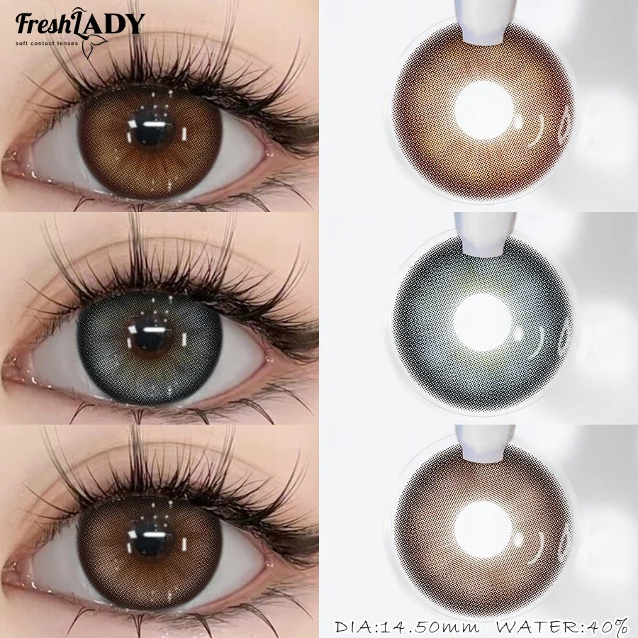 1 Pair Plum Glow Series Colored Contact Lenses Natural Brown Pupils Eyes Contact lenses Gray Soft Contacts 14.20mm