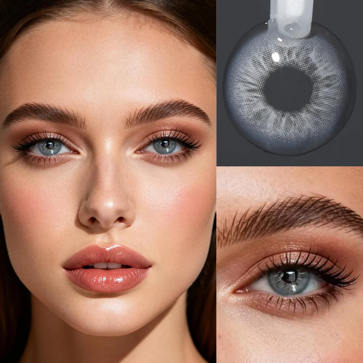 1 Pair Glacier Beauty Contact Lenses, Natural Blue Hazel Small Pupil Soft Lenses, 6-Month Wear for Eye Makeup & Daily