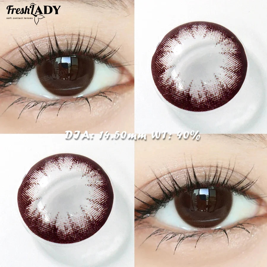 1 Pair Black Colored Contact Lenses Natural Brown Eyes Lenses Yearly Beautiful Pupils Cosmetic Lenses