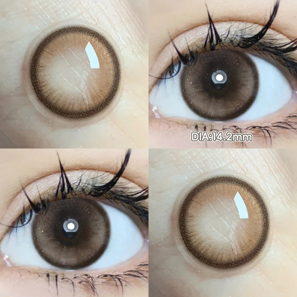 2pcs Natural Green Contact Lenses fo Eyes Beauty Color Pupils Makeup Color Eye Lenses Big Diameter Myopia Lenses
