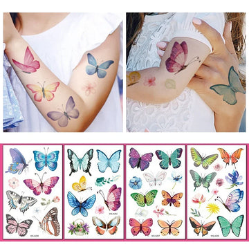 Butterfly Skin Tattoo Sticker False Tattoo Temporary Body Arm Face Makeup Tattoo Removable Butterfly Pattern Sticker for Childre