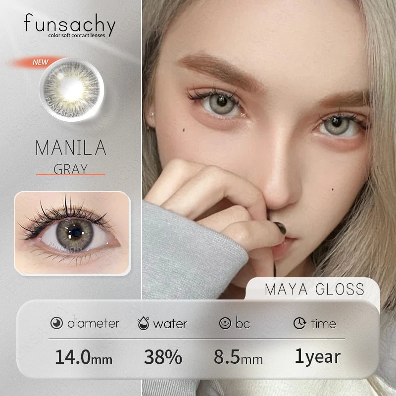 1Pair Natural Brown Contact Lenses for Eyes Colored Lenses Gray Pupils Big Eye Lenses Fashion Beauty Contacts Yearly