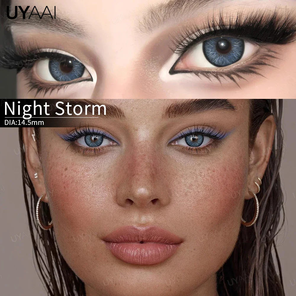 Natural Halo Shimmer Contact Lenses - Gray Brown Green Blue, Brighten Eye Look for Dating, Gathering & Daily Makeup