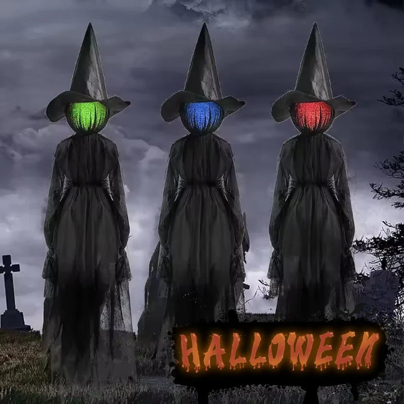 Interactive Light-Up Witch Decoration with Motion Sensor Scary Sound Effects Creepy Animated Prop for Haunted House Halloween