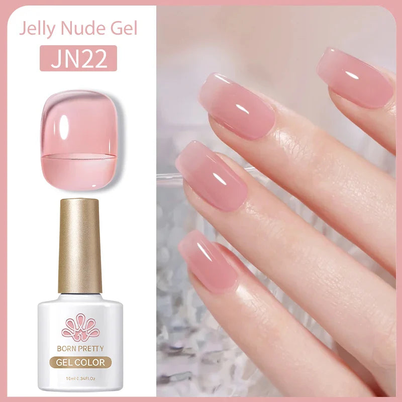 Transparen Gel Nail Polish Pink Jelly Nude Semi Transparent French Nail Camouflage UV Gel Varnish Soak Off Nail Art
