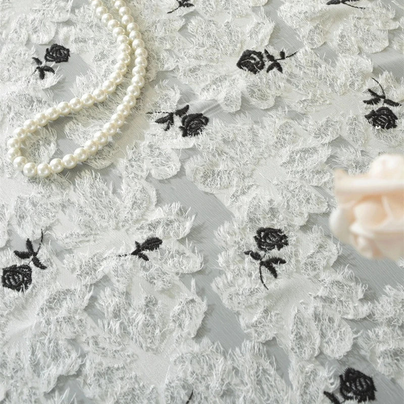 French Medieval Style Table Cloth Black Lace Rose Relief Gauze Lotus Leaf Fungus Edge Table Cover Decor Coffee Table Protector
