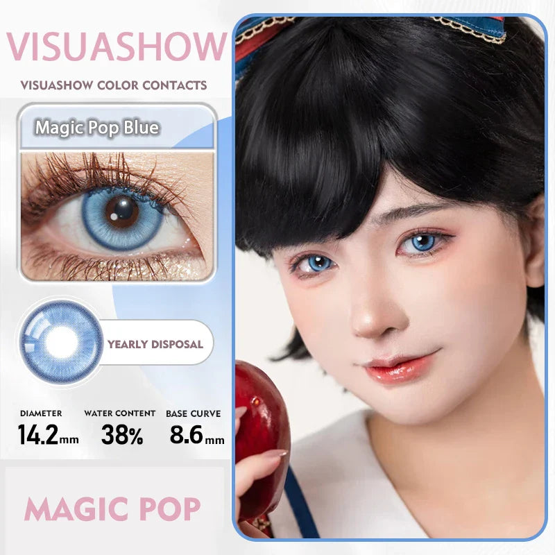 14.20 Blue Small Pupil Cosplay Colored Contact Lenses, 1 Pair Yearly Wear Eye Lenses for Halloween Themed Cosplay