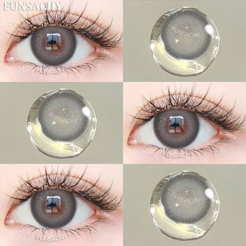1pair Colorcon Contact Lenses Green Color Lens Natural Brown Eye Contacts Gray Pupils Beautiful Cosmetic Yearly Lenses