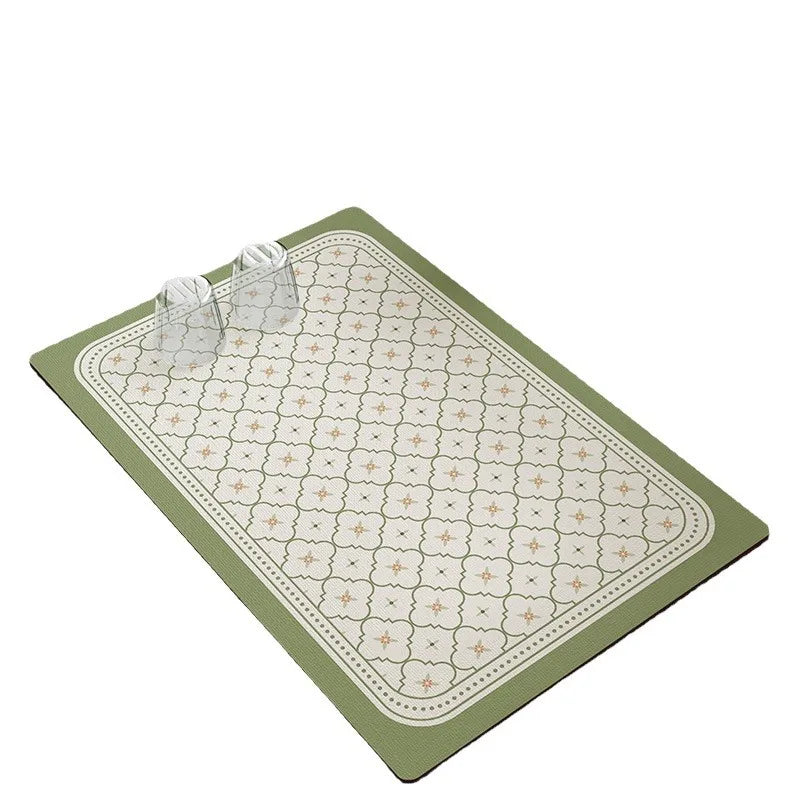 Elegant Pattern Diatomite Mat Non-slip Waterproof Absorbent Pad for Kitchen Countertop Tableware Drying & Coffee Table