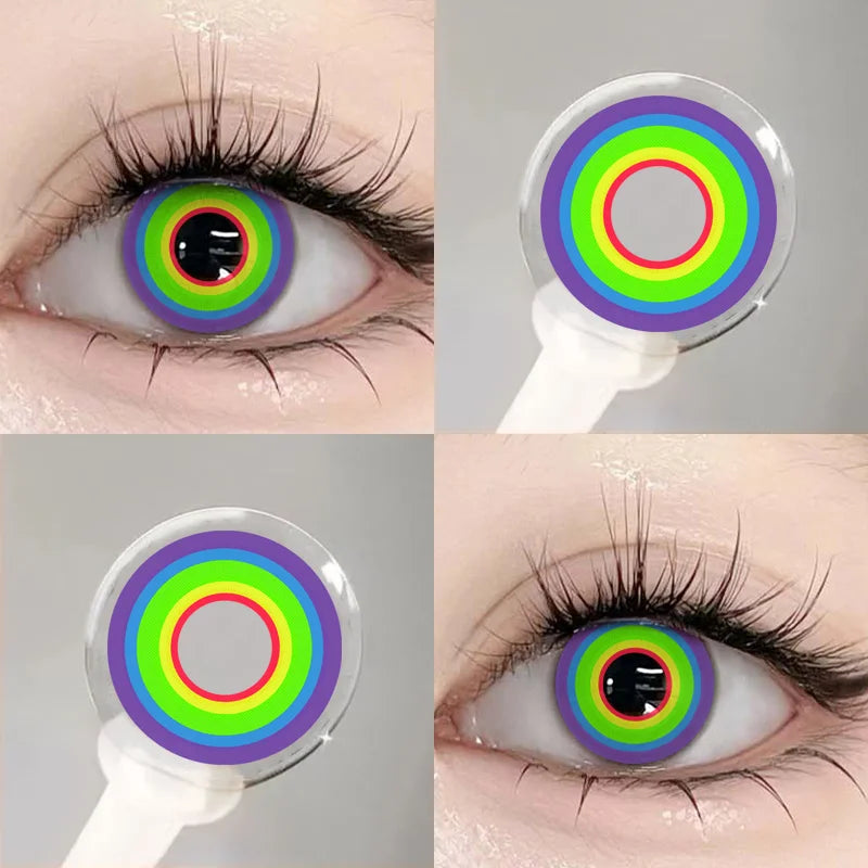 2Pcs Halloween Cosplay Color Contact Lenses for Eyes Crazy Red Anime Accessories Yellow Blue Pupilentes Fast Shipping