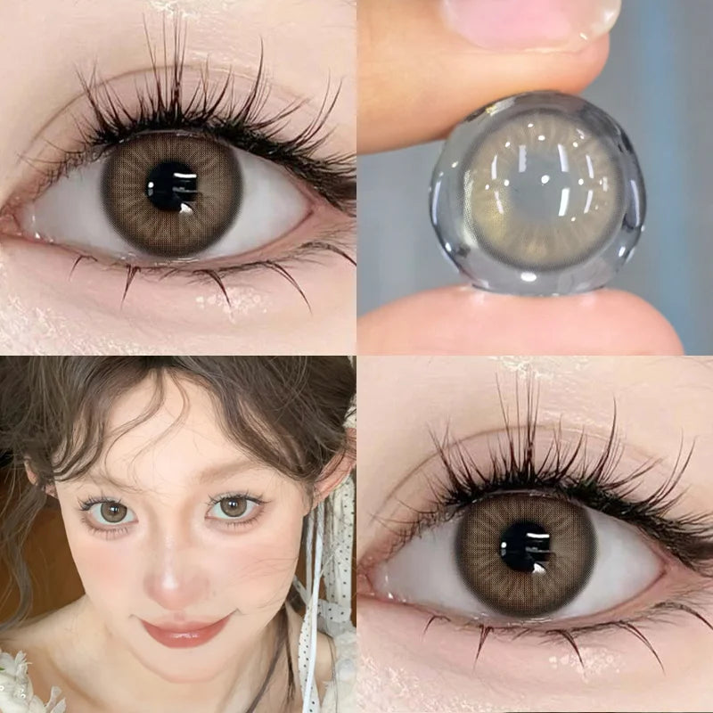 1pair Contact Lenses Brown Pupils with Degree Colored Korean Lenses Make up Fashion Lenses Fast Shipping Yearly Use