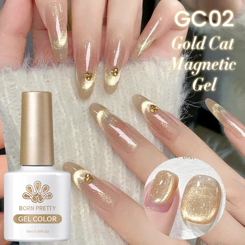 10ml Leopard Cat Magnetic Eye Gel Nail Polish Autumn Night Coffee Brown Glass Beads Soak Off UV LED Manicure Nail Ar