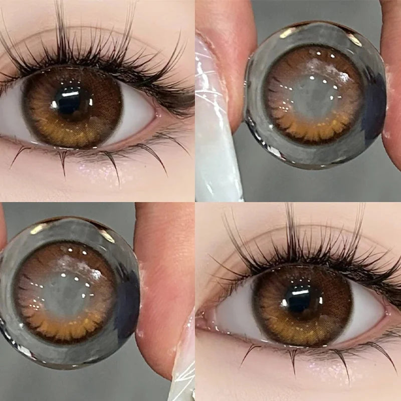 1 Pair Korean Lenses Colored Contact Lenses with Degree Myopia High Quality Brown Eyes Natural Lenses