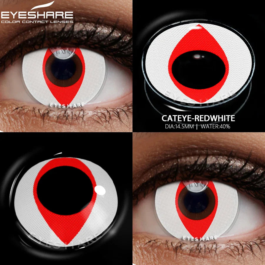 1 Pair yellow cosplay color contact lenses for eyes crazy Halloween cat Eye makeup Role playing Eye cosmetics red lens