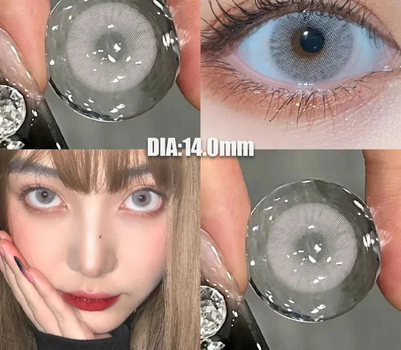 1 Pair 2025Year New Lenses with Myopia Degree Grade 0.00- 8.00 Pink Blue Grey Beauty Pupilentes Soft Lens Yearly ﻿