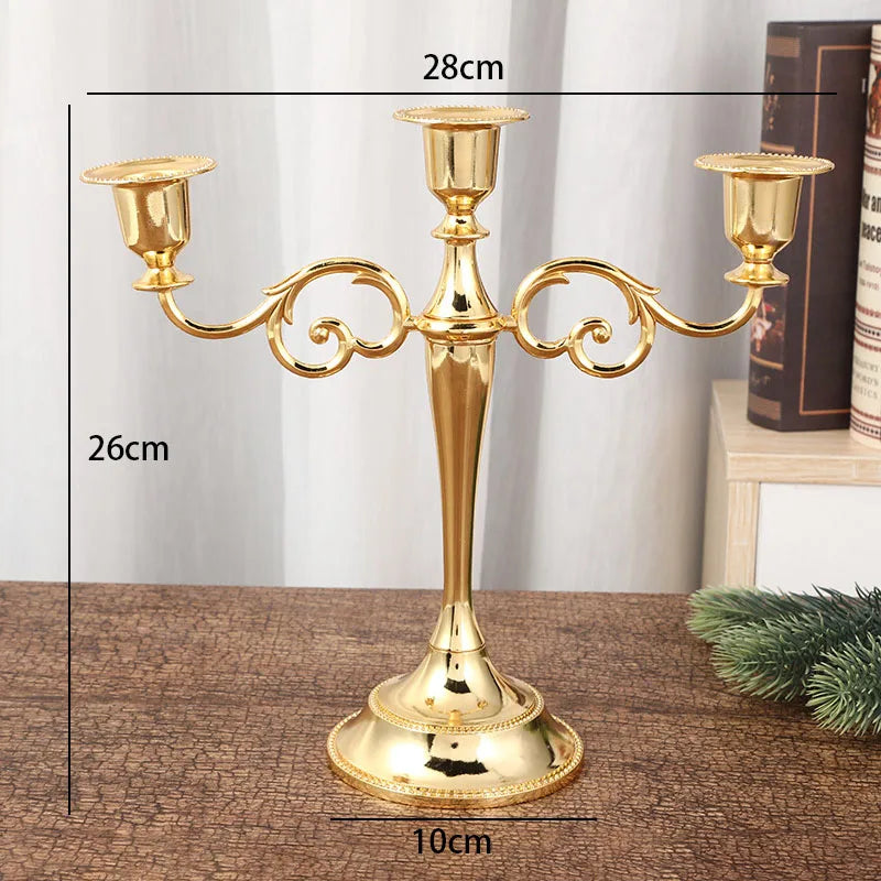 European Luxury Gold Candle Holder, Romantic Atmosphere Candelabra for Home Living Room Candlelight Dinner Decoration