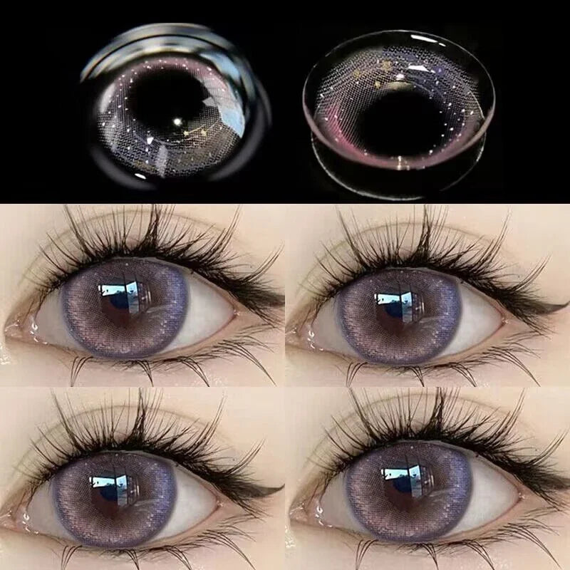 1 Pair Colored Contact Lenses with Myopia for Eyes Lenses Purple Pupils Beautiful Prescription Cosmetic Free Shipping