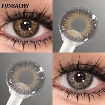 14.0mm Brown Colored Contacts Lens With Diopters Iris Gray Natural Contact Lens With Degree Yearly Softlen