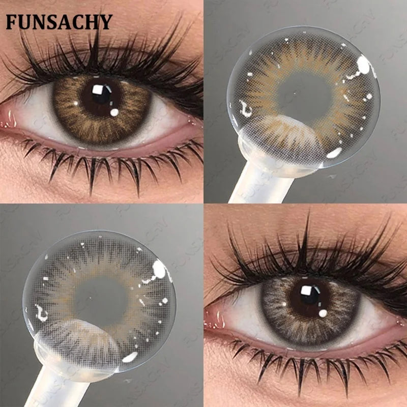 14.0mm Brown Colored Contacts Lens With Diopters Iris Gray Natural Contact Lens With Degree Yearly Softlen