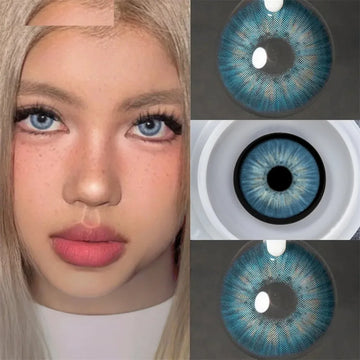 Eyes Color Contacts Colored Contact Lenses Lens Small Pupils Natural Beauty Blue 2Pcs 6 Months Half Year Use