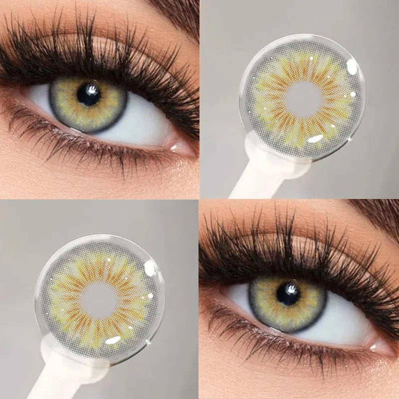 1 Pair Colorful Contact Lenses for Eyes Gold Eye Anime Cosplay Lenses With Prescription Myopia Lenses Green Iris Lens