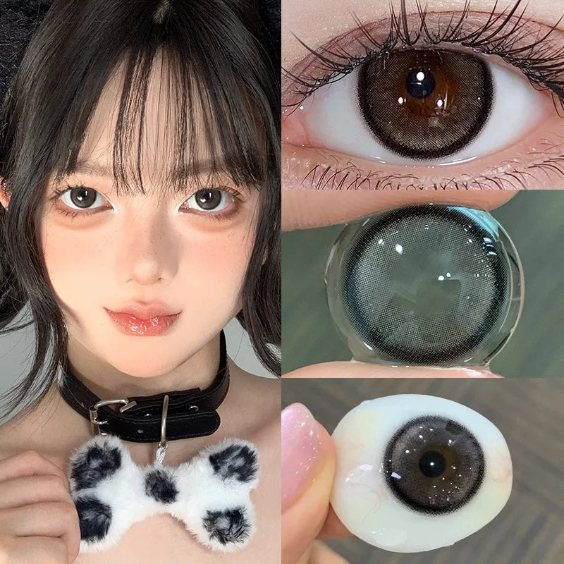 1Pair Blue Contact Lenses with Degree Cosmetics Beauty Pupils Yearly Use Soft Lenses Contacts Natural Fast Shipping