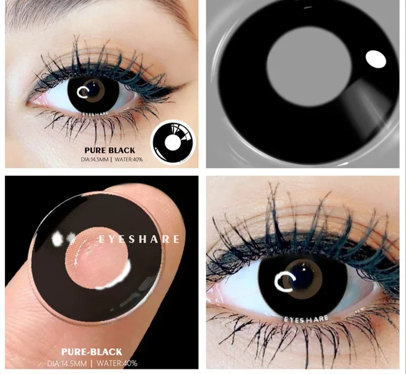 1pair Halloween Contacts Lenses Color Contact Lenses for Eyes Yearly Anime Cosplay Contacts White Lenses Black Lenses