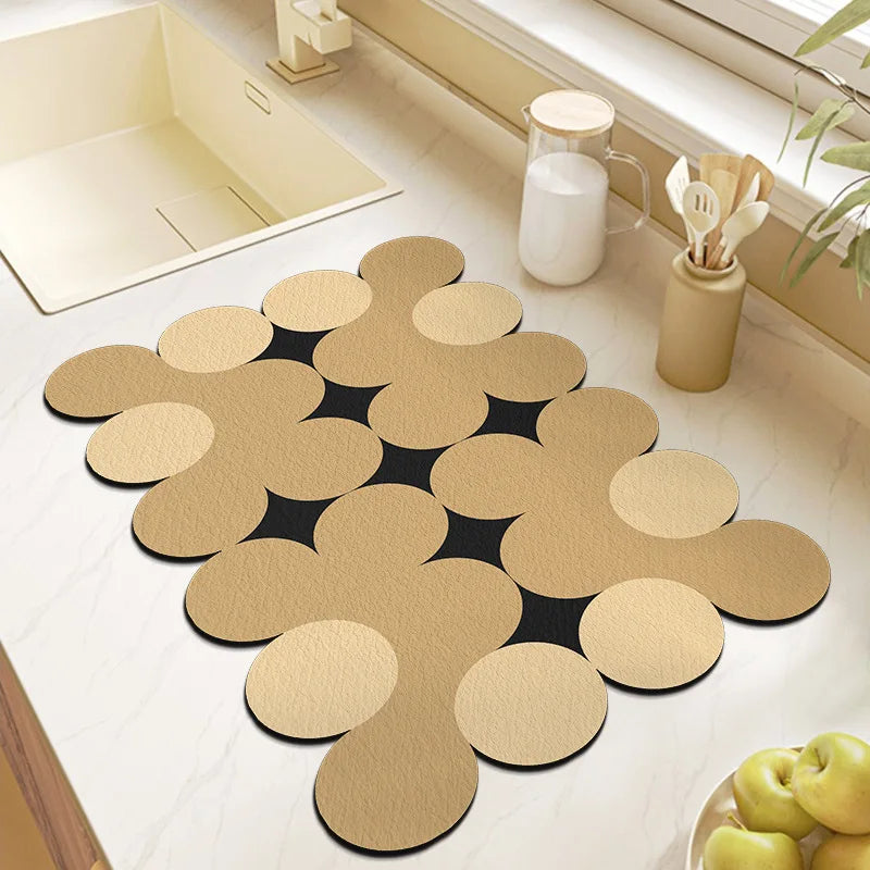 DIY Puzzle Diatomite Modular Mat Super Absorbent Quick-Dry Non-slip Stain-Resistant for Kitchen Sink