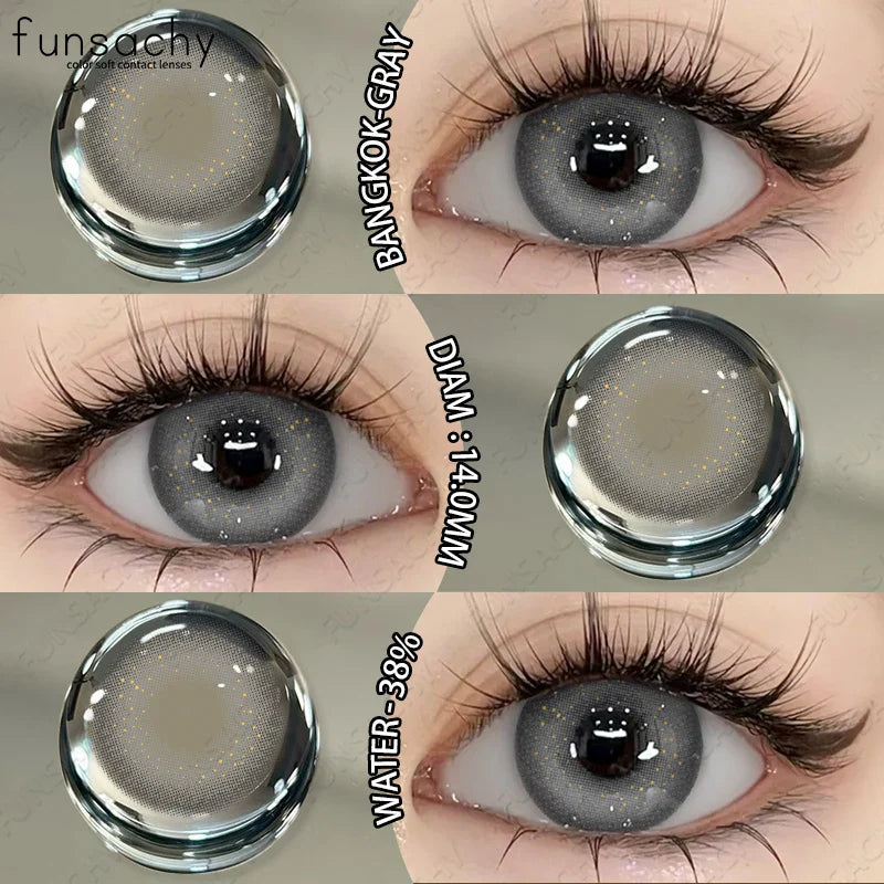 2PCS Colored Eye Lenses Brown Colorcon Contact Lenses Grey High Quality Natural Pupils Blue Cosmetic Beauty Lens Yearly