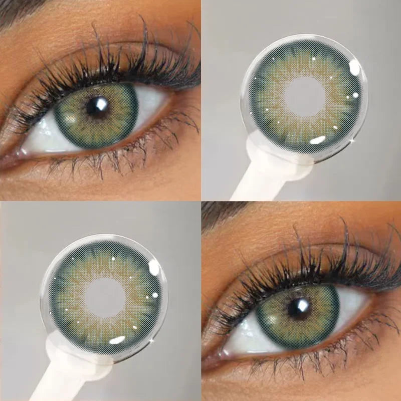 1 Pair Colored Contact Lenses with Prescription Lenses Beauty Pupils Green Contacts Circle Lens Natural Korean lenses