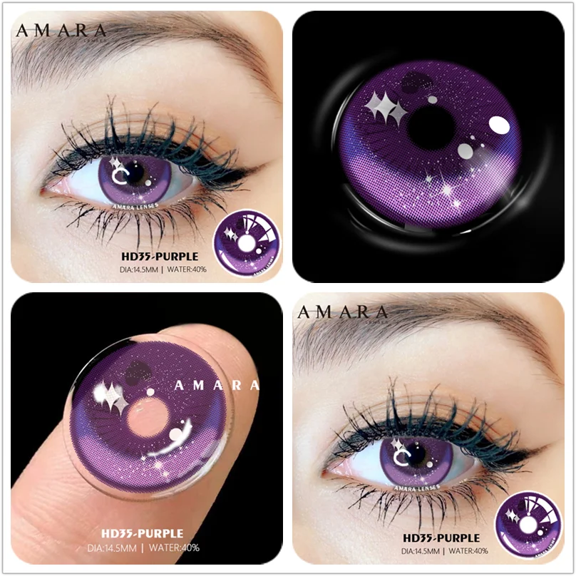 Yellow Contact Lenses for Eyes 2pcs Anime Cosplay Colored Lenses Purple Crazy Halloween Lenses Contact Lens Beauty Makeup