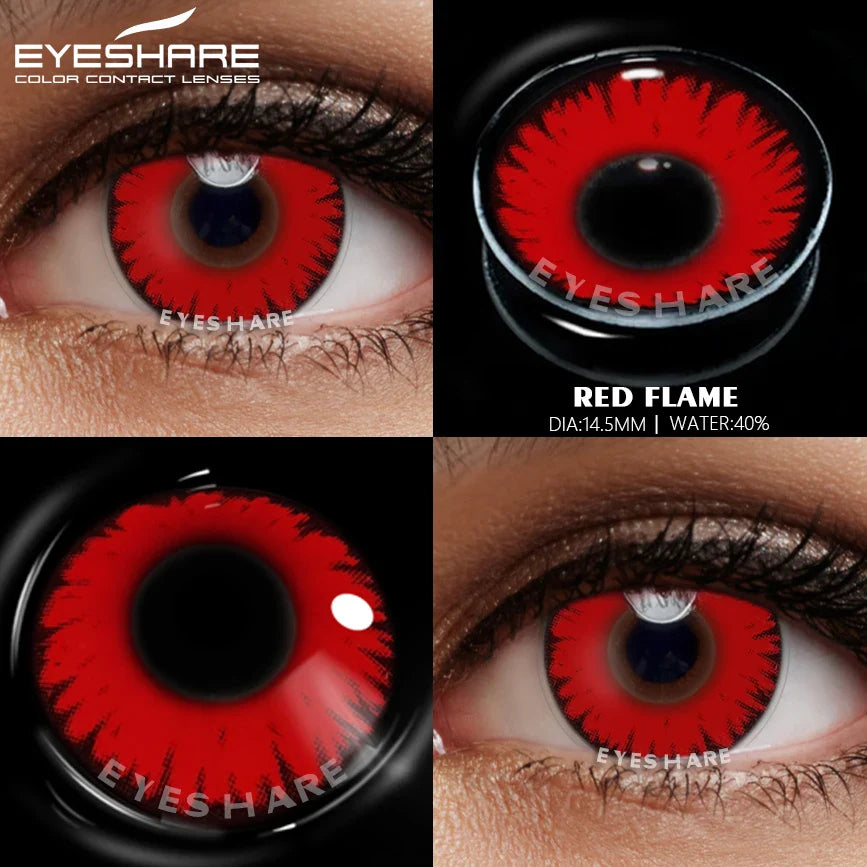 1 Pair yellow cosplay color contact lenses for eyes crazy Halloween cat Eye makeup Role playing Eye cosmetics red lens