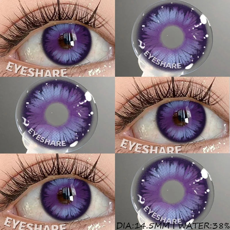 1 Pair Cosplay Contact Lenses for Eyes Colored Fashion Pink Contacts Lens Purple Cosmetic Pupil Yearly Contact Lenses