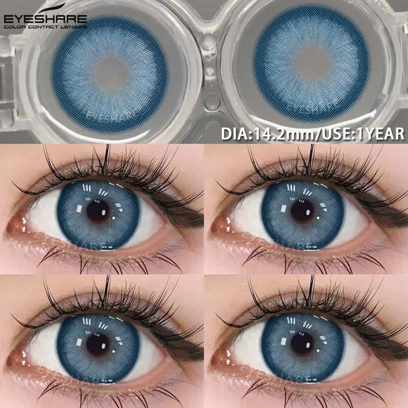 1pair Blue Contact Lenses For Eyes Korean Cute Lens Eye Makeup Pupil Brown Softlenses Women's color contact lenses
