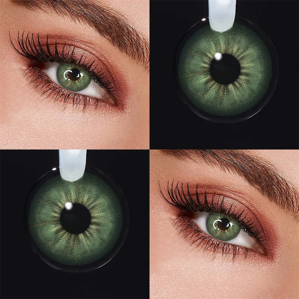 Contacts Colored Contact Lenses Lens Cosmetic Natural Brown 2Pcs 12 Months 1 Year Yearly Use