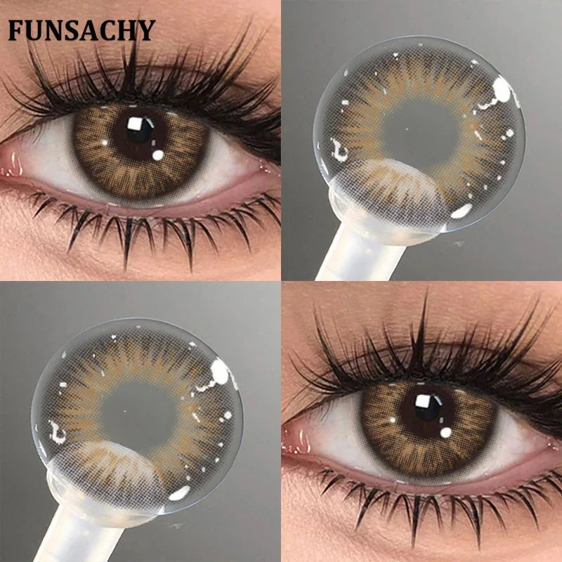 14.0mm Brown Colored Contacts Lens With Diopters Iris Gray Natural Contact Lens With Degree Yearly Softlen