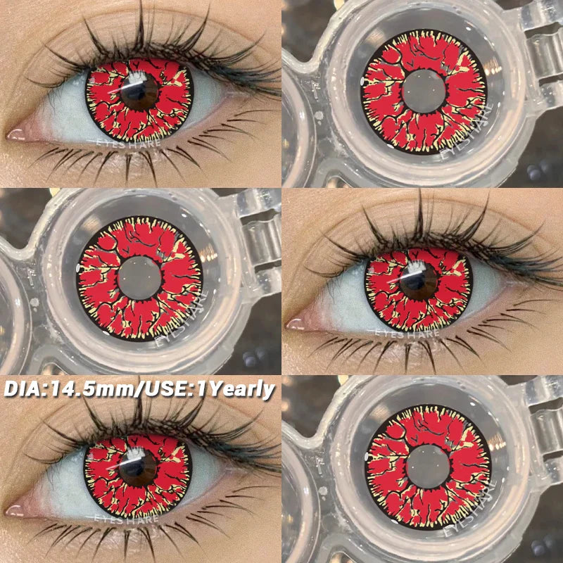 Crazy Halloween Cosplay Anime white Color Contact Lenses for Eyes red Beauty Pupils Role Playing Party Yearly use