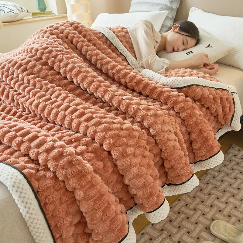 Turtle Velvet Autumn Winter Warm Sleeping Blanket Soft Comfortable Flannel Fleece Blankets for Bed Cozy Thickened Warmth Blanket