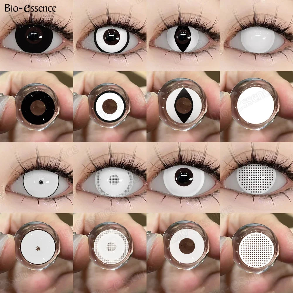 1 Pair Halloween Contact Lenses for Eyes Cosplay Lenses Anime Lenses Black&White Lenses Accessories Yearly